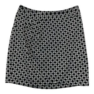 Banana‎ Republic Size 0 Black White Geometric Print Mini Skirt Lined